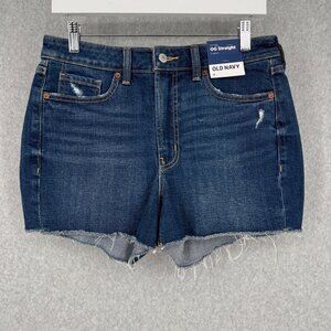 Old Navy Womens OG Straight High Rise Denim Cut Off Shorts Size 8 Blue NEW